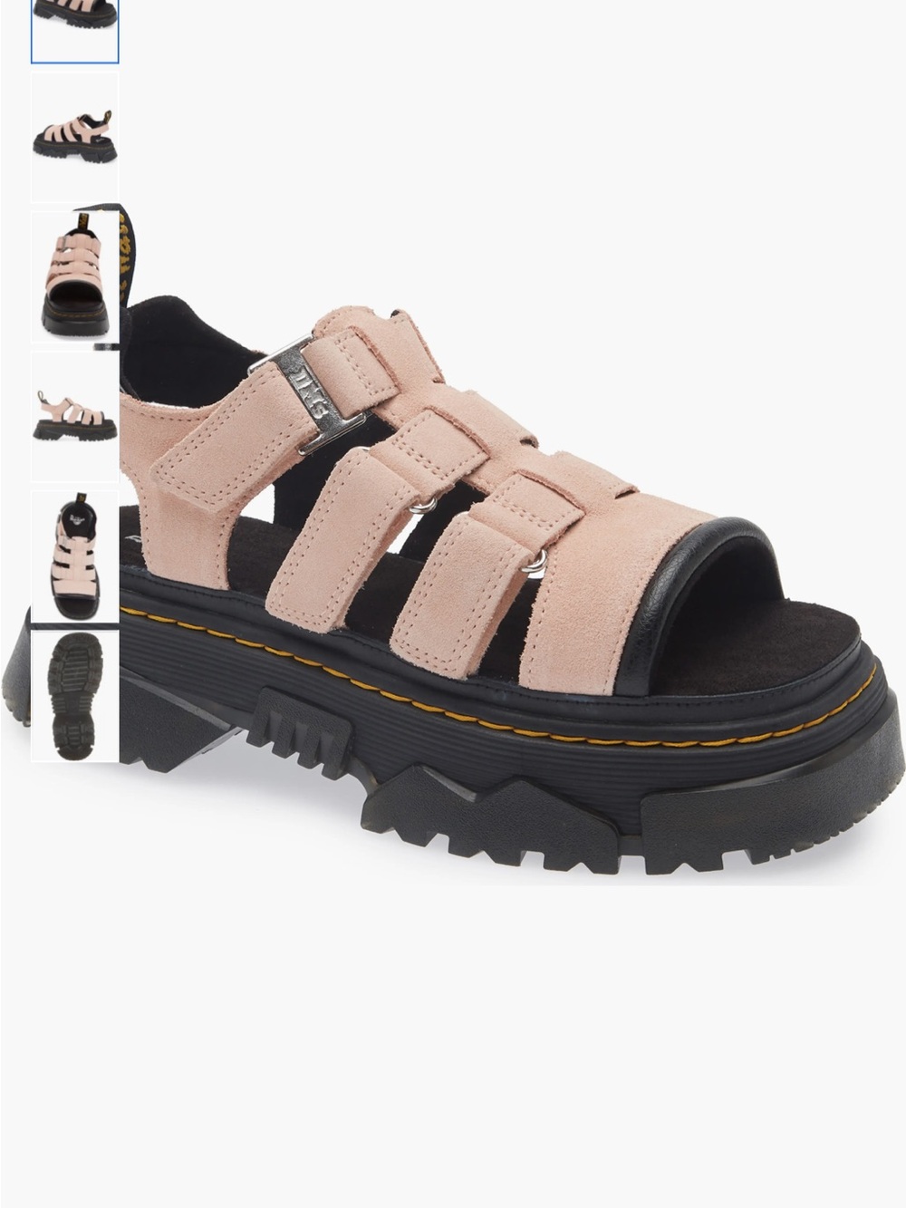 NEW Dr. Martens Mattison 3S Platform Chunky Lug Sole Sandals Powder Pink Wom 9